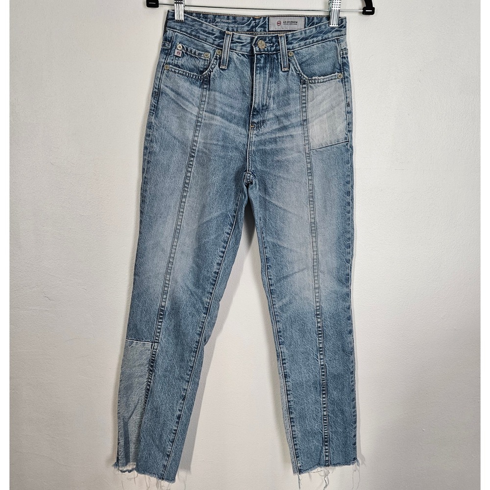 AG Adriano Goldschmied The Phoebe High Waist Tapered Leg‎ Patchwork Jeans 25R